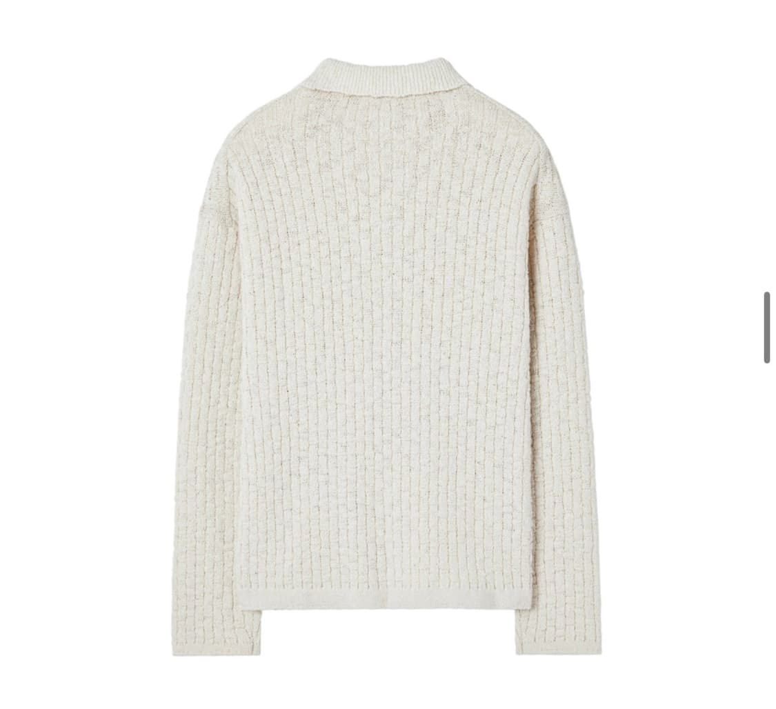 인사일런스 오픈 칼라 그리드 니트 NATURAL CREAM 상품이미지2