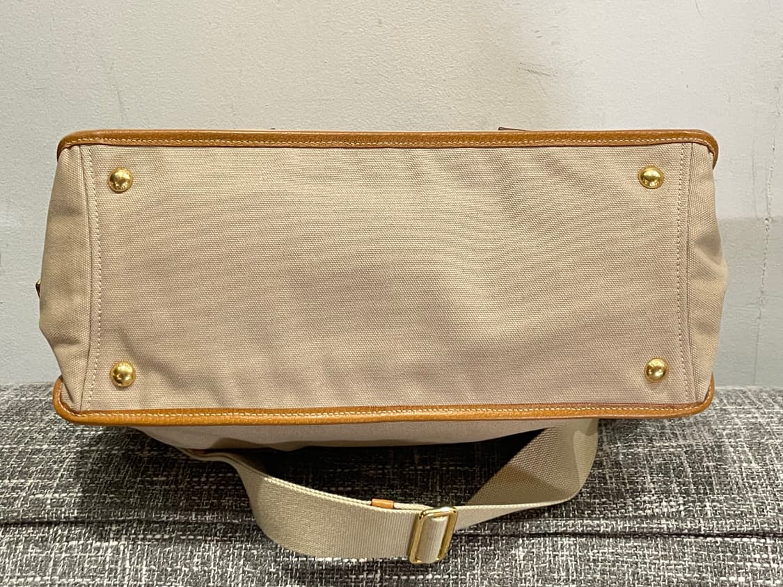 프라다 가죽 캔버스 토트백 베이지/브라운 정품 상품이미지4