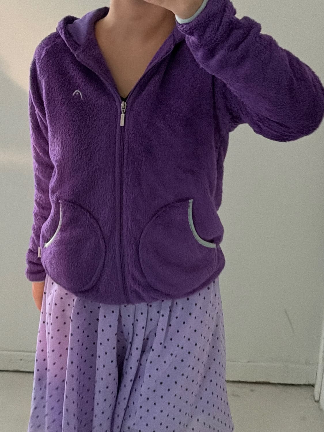 일본빈티지 퍼플 후리스 후디집업 상품이미지4