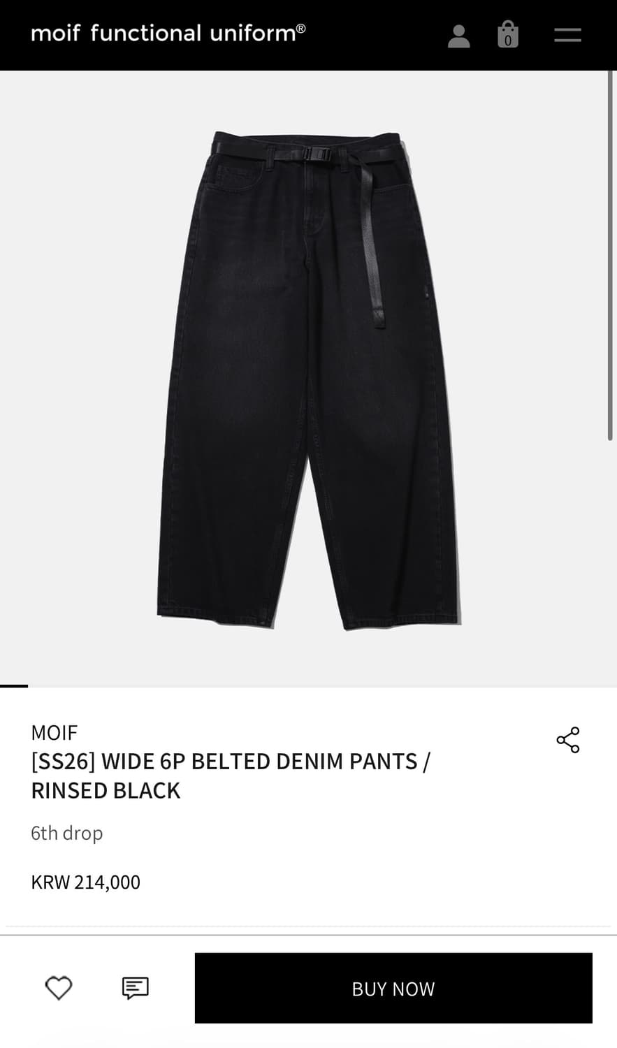 모이프 26ss WIDE 6P BELTED DENIM PANTS 1 상품이미지1