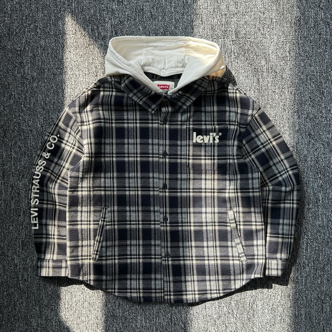 리바이스 체크 패턴 후드 셔츠 상품이미지1