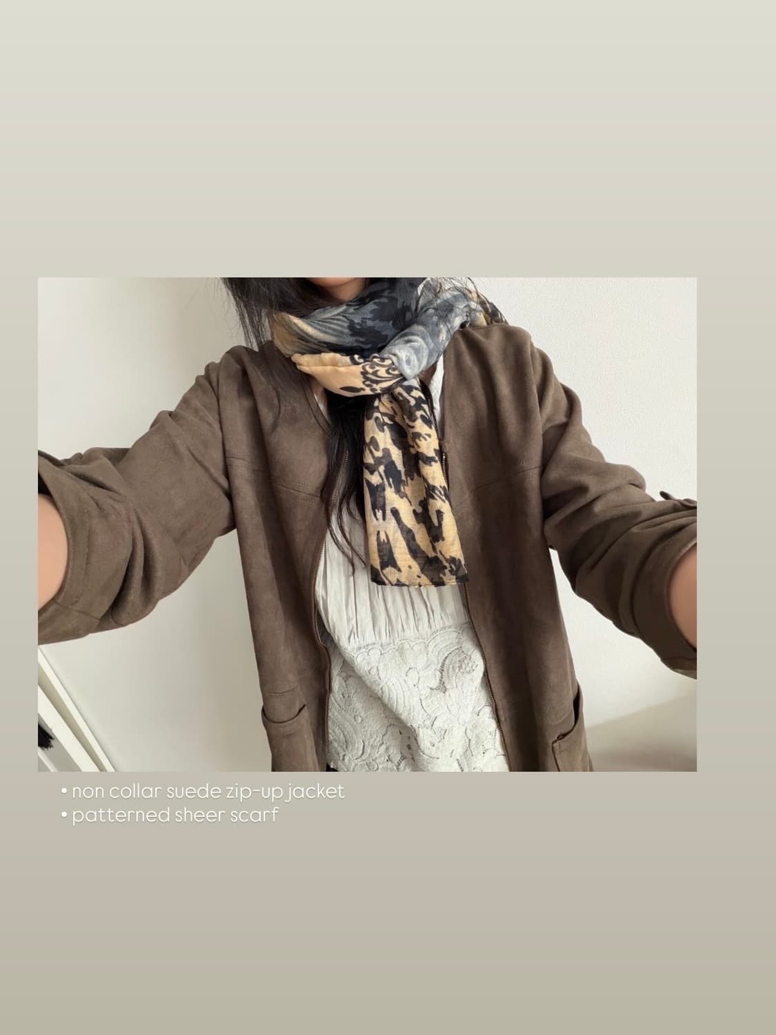 non collar suede zip-up jacket 상품이미지1