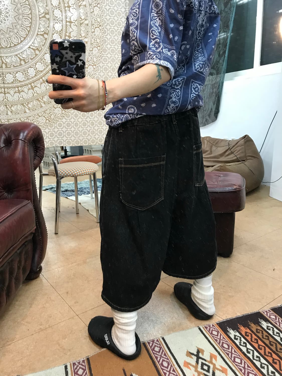 빈티지 투턱 생지 데님숏팬츠 반바지 상품이미지2