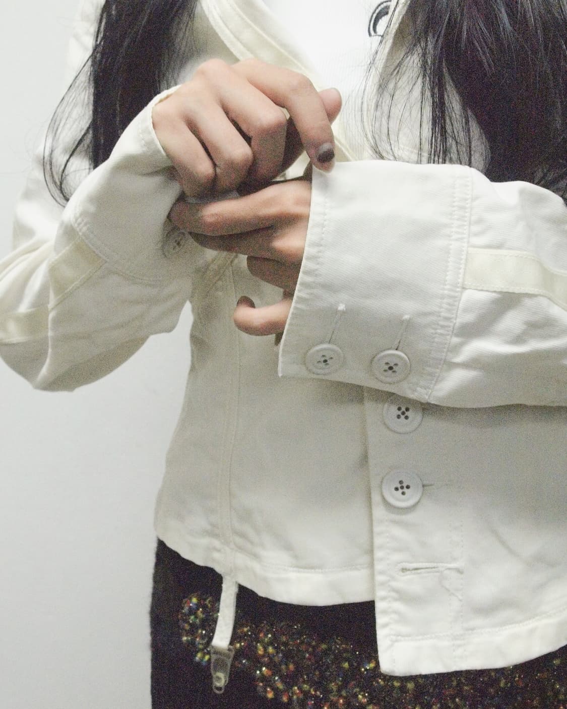 디젤 크롭컷 화이트 코튼 본디지 플라이트 자켓 상품이미지3