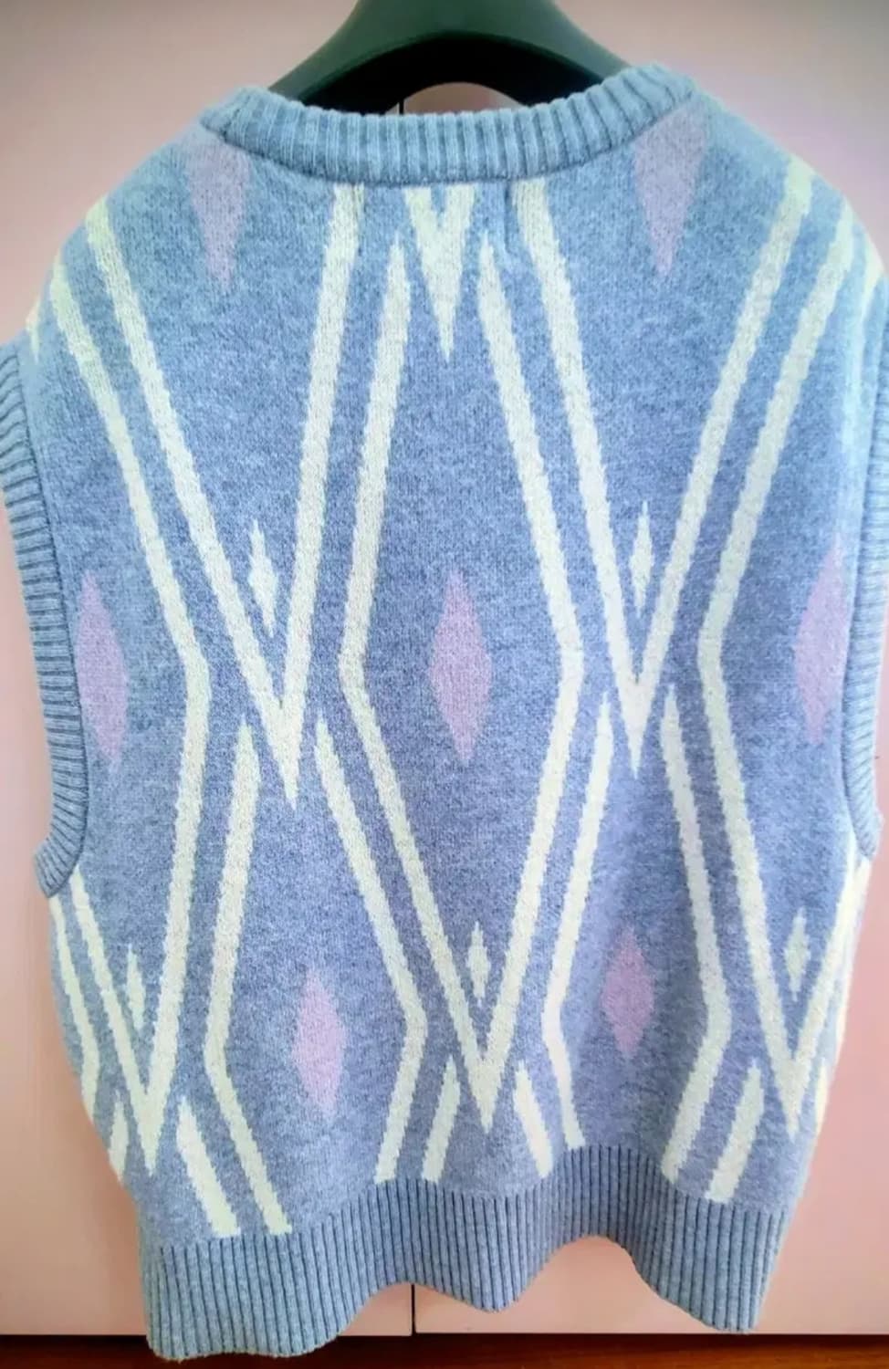 KSSR 블루 다이아몬드 패턴 니트 조끼 상품이미지2