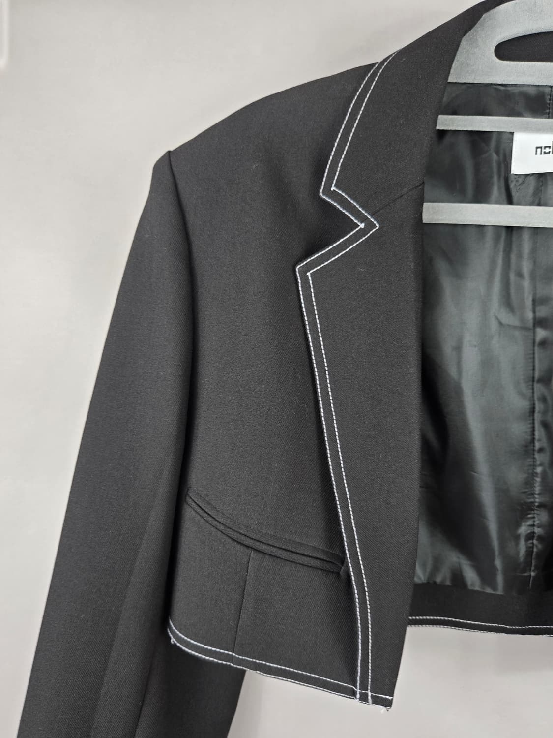 [무료배송]nod 여성 F 오버핏 스판 크롭 숏 오픈 자켓 블랙 상품이미지2