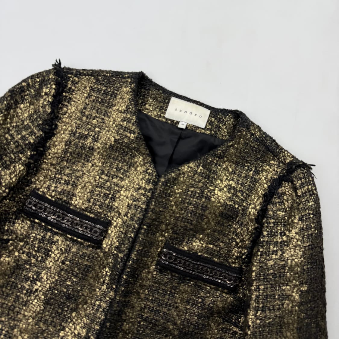 산드로 메탈릭 골든 트위드 자켓 상품이미지3