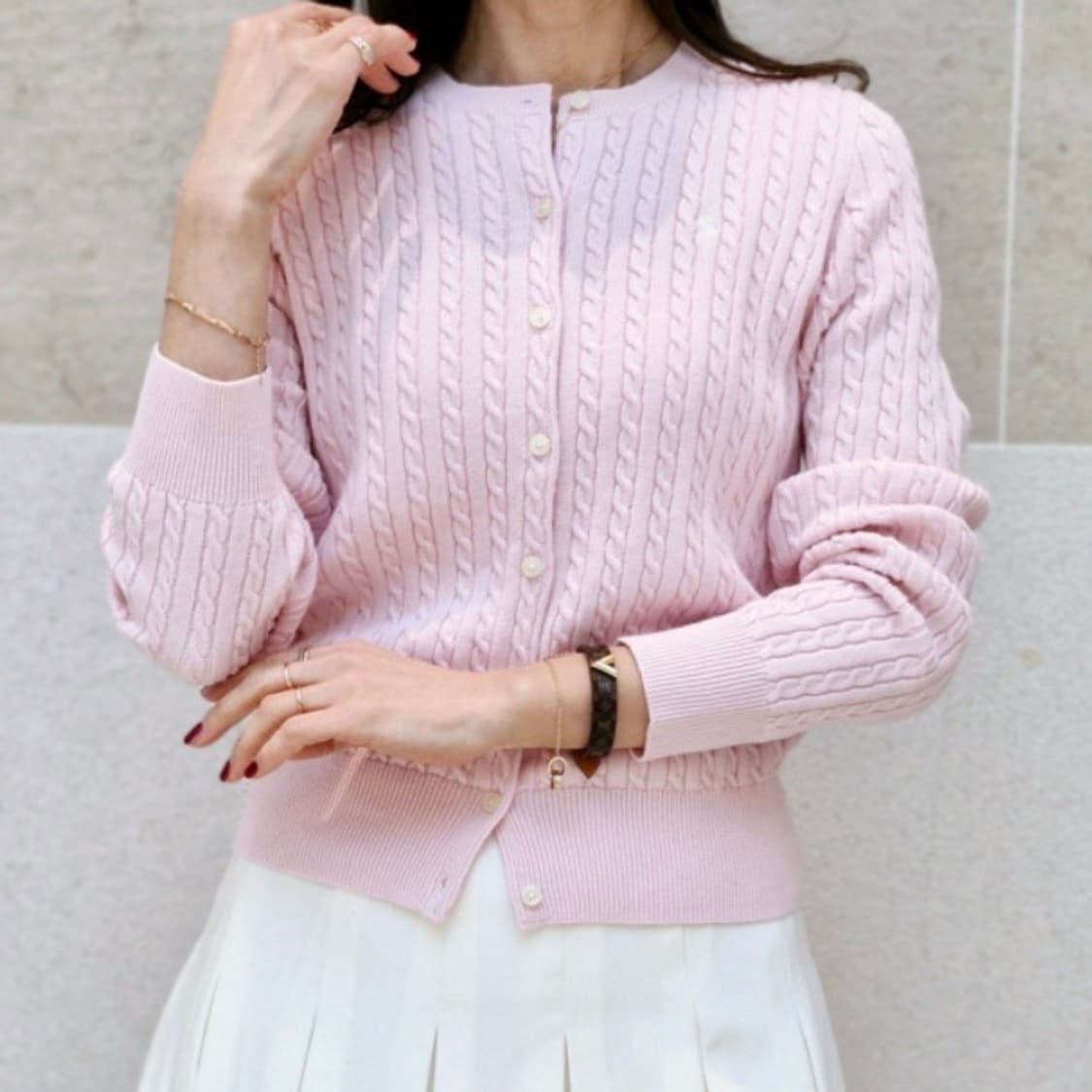 새상품 폴로 꽈배기 가디건 힌트오브핑크 걸즈 XL 상품이미지2