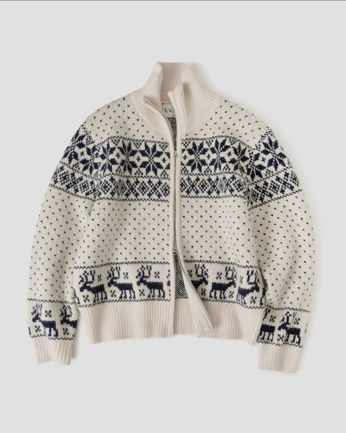 후브스 - 코위찬 스노우 집업 니트 (아이보리) 상품이미지1