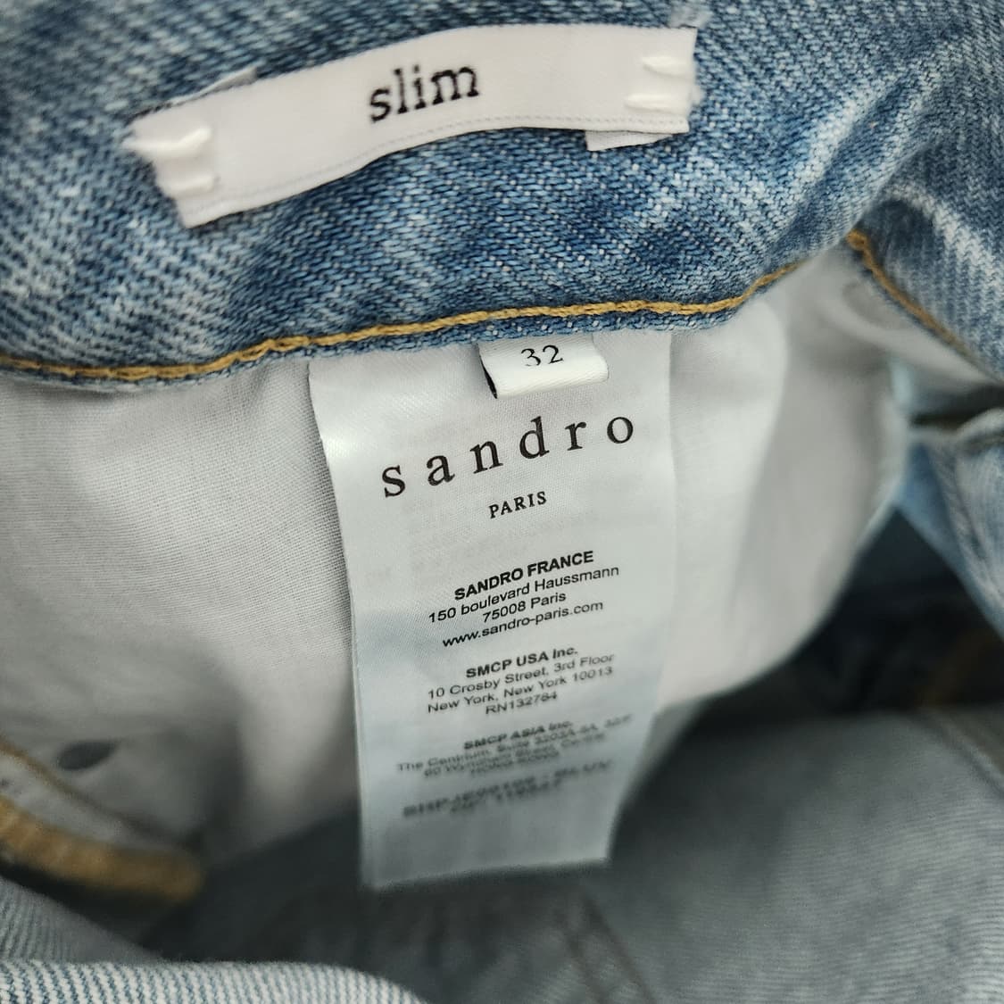 산드로 슬림핏 라이트 블루 데님 청바지 상품이미지9