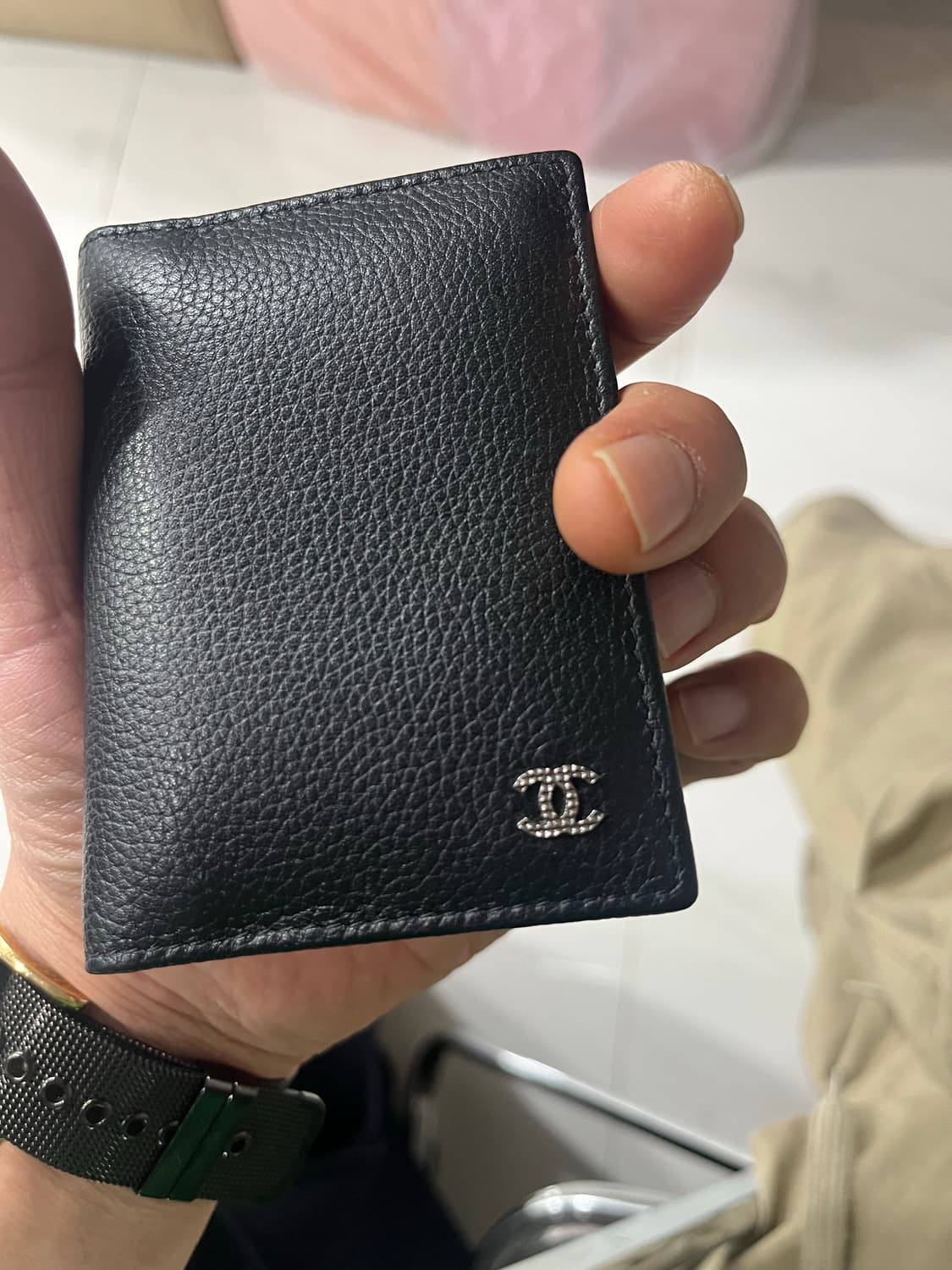 샤넬 블랙 레더 미니 CC 로고 카드홀더 지갑aa51123 상품이미지5