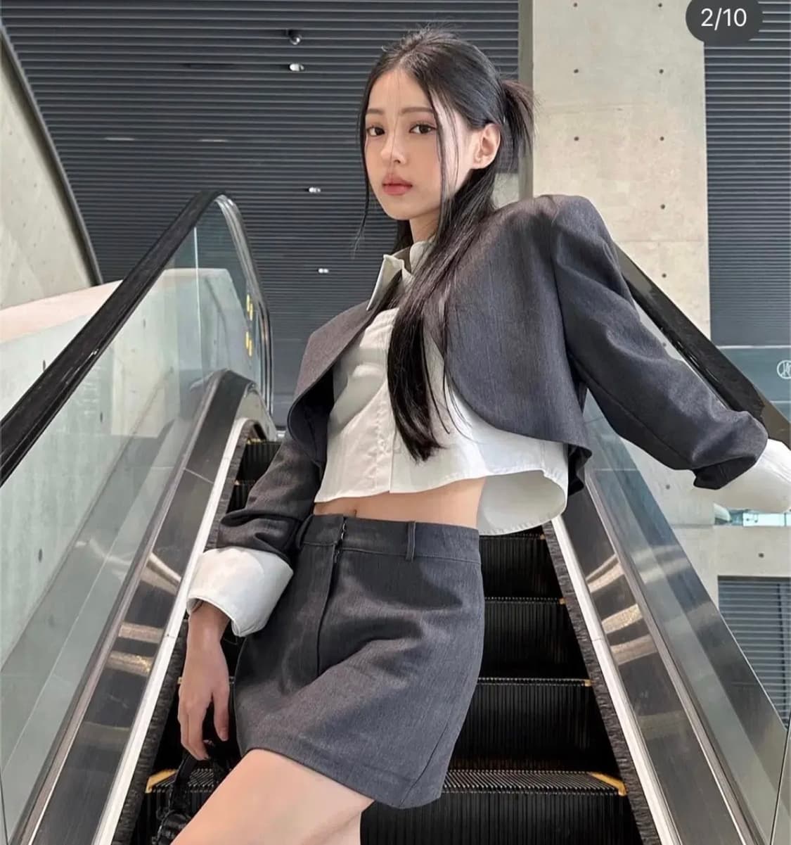 새상품 카키포인트 후크 스커트 블랙 상품이미지2