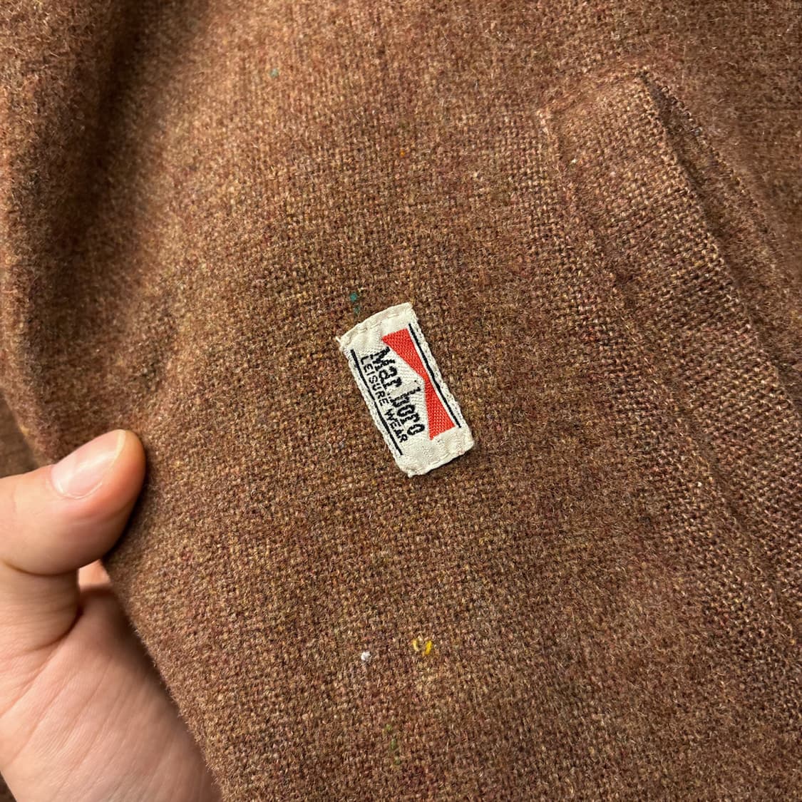 80s 말보로 레저웨어 발렌티노 생산 보카시 울 니트 블루종 N1144 상품이미지5