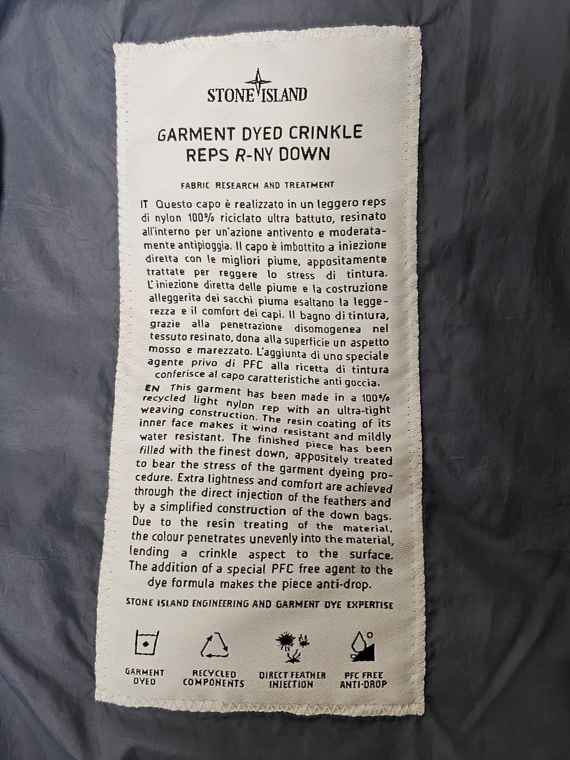 스톤아일랜드 가먼트 다이드 크링클랩스 리사이클 나일론 후드 다운 자켓 상품이미지6