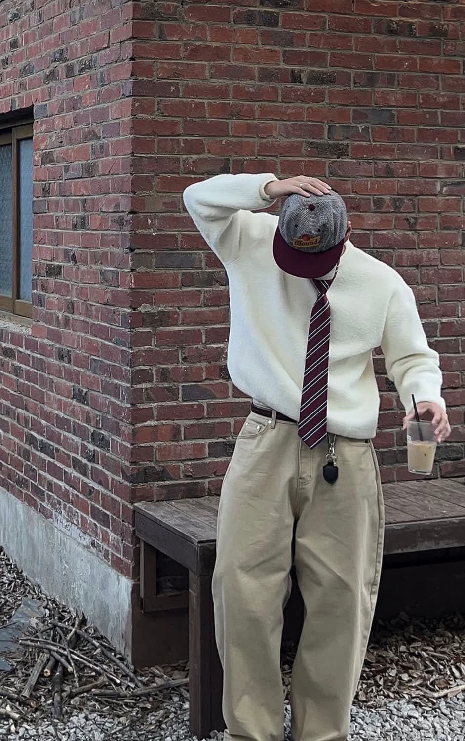 휴먼앤켓 체크 버건디 캡 상품이미지1