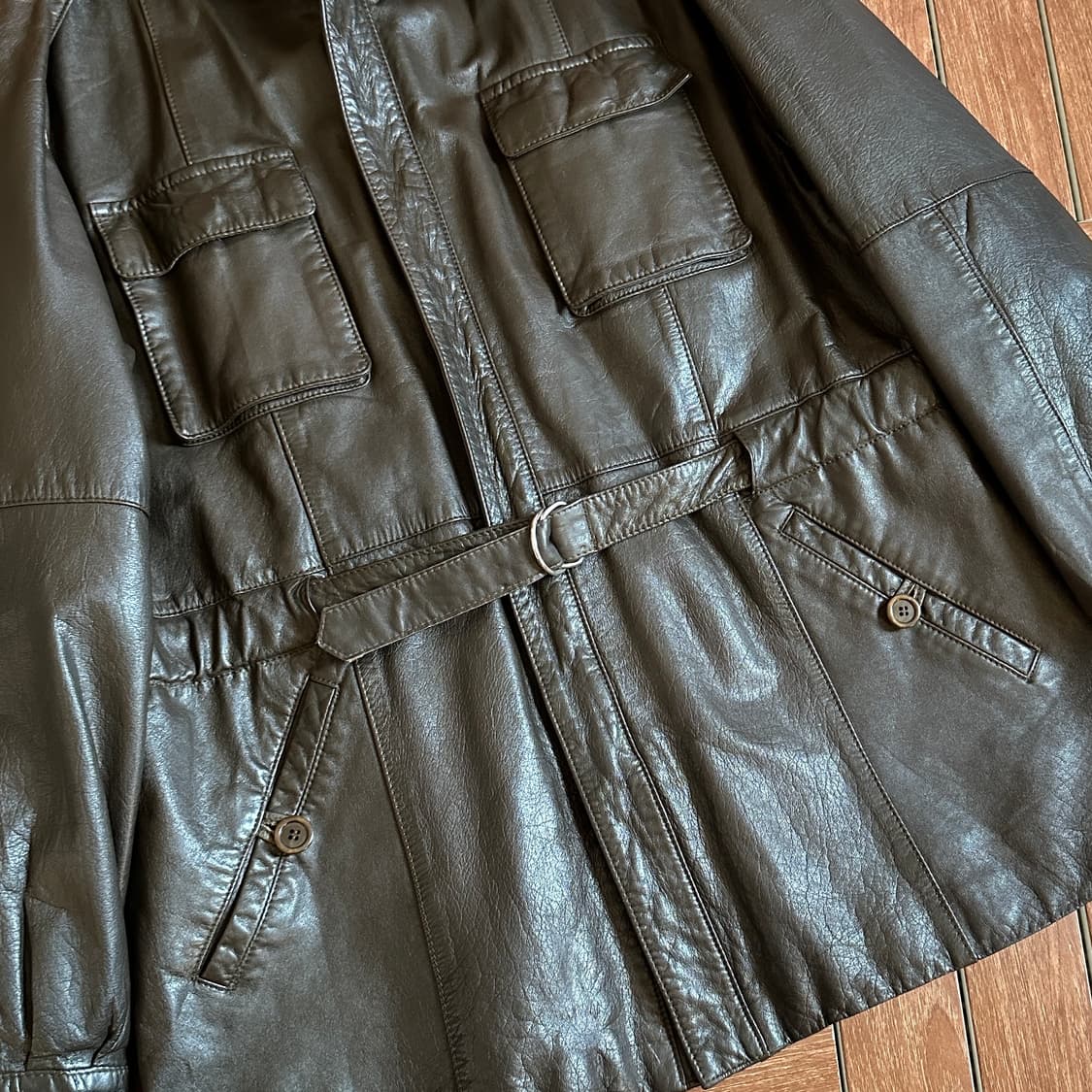 Vintage cowhide leather safari jacket 상품이미지4