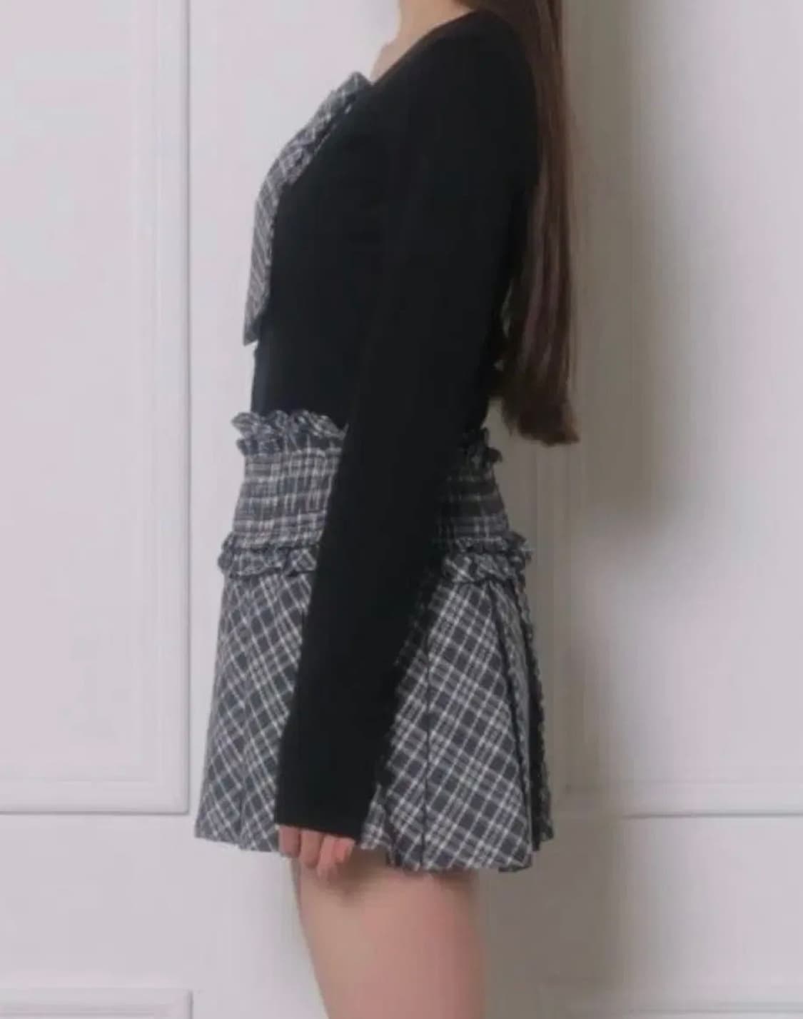 버블즈 BUBBLES 체크 리본 가디건 셋업 일본 갸루 상품이미지3
