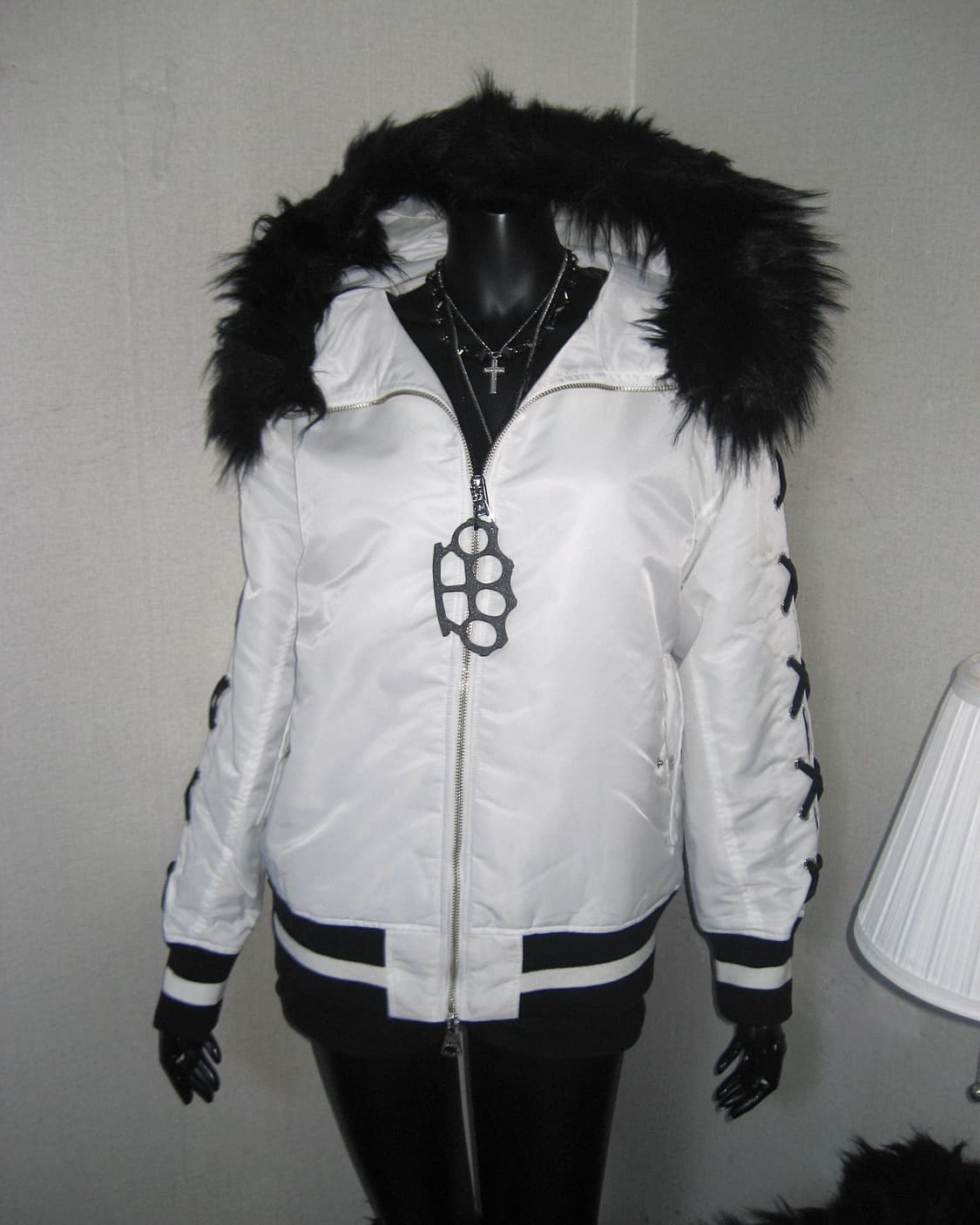 Rady 라디 갸루펑크 퍼 후드 아일렛 투지퍼 봄버 자켓 오네갸루 상품이미지5