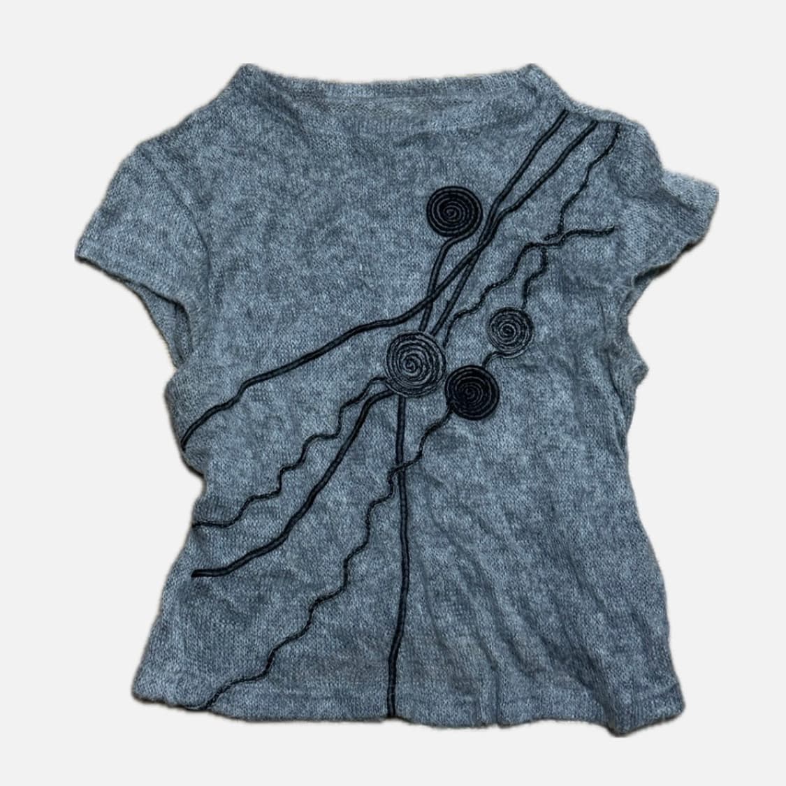 빈티지 시스루 니트 크롭 반팔  상품이미지1