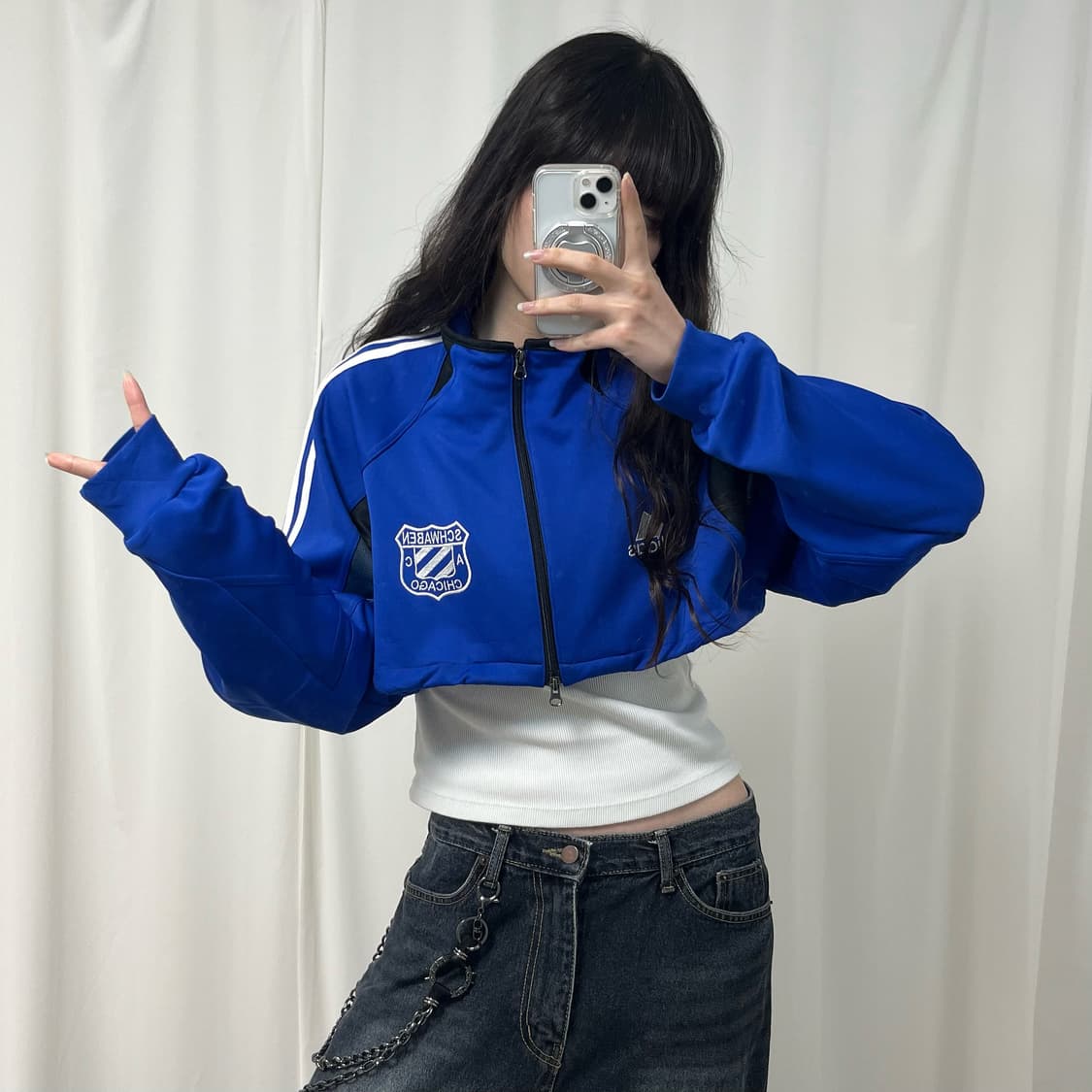 Adidas blue cropped custom jersey 상품이미지2