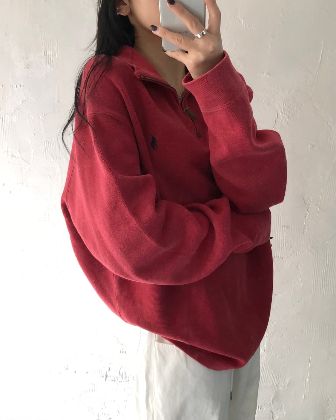  Polo 폴로 랄프로렌 코튼 코랄레드 하프집업  ﻿ 상품이미지2