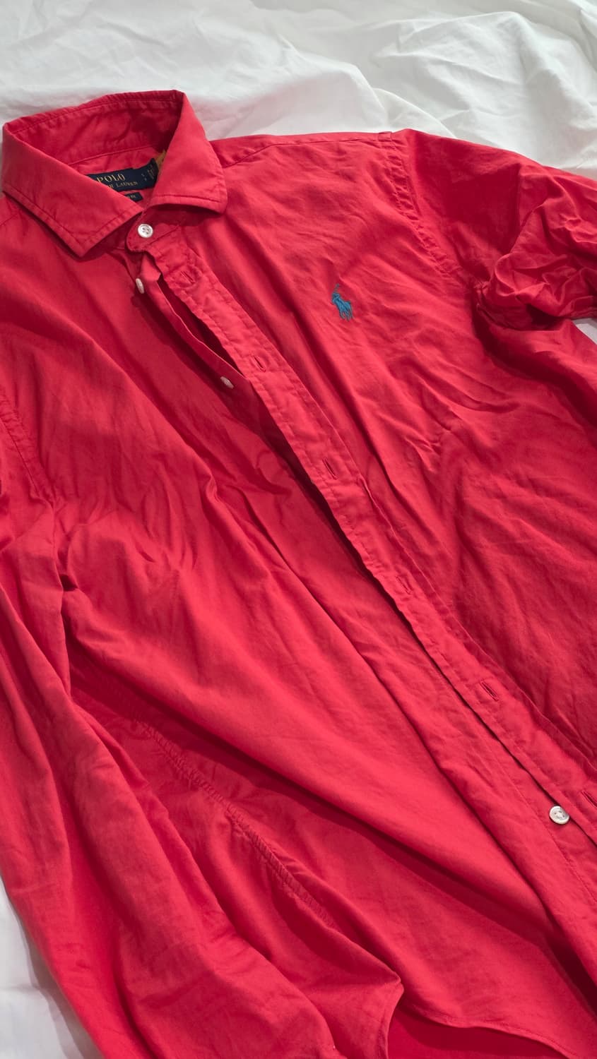 폴로 랄프로렌 가먼트다잉 여성용 셔츠  55 (토마토 컬러) 상품이미지3