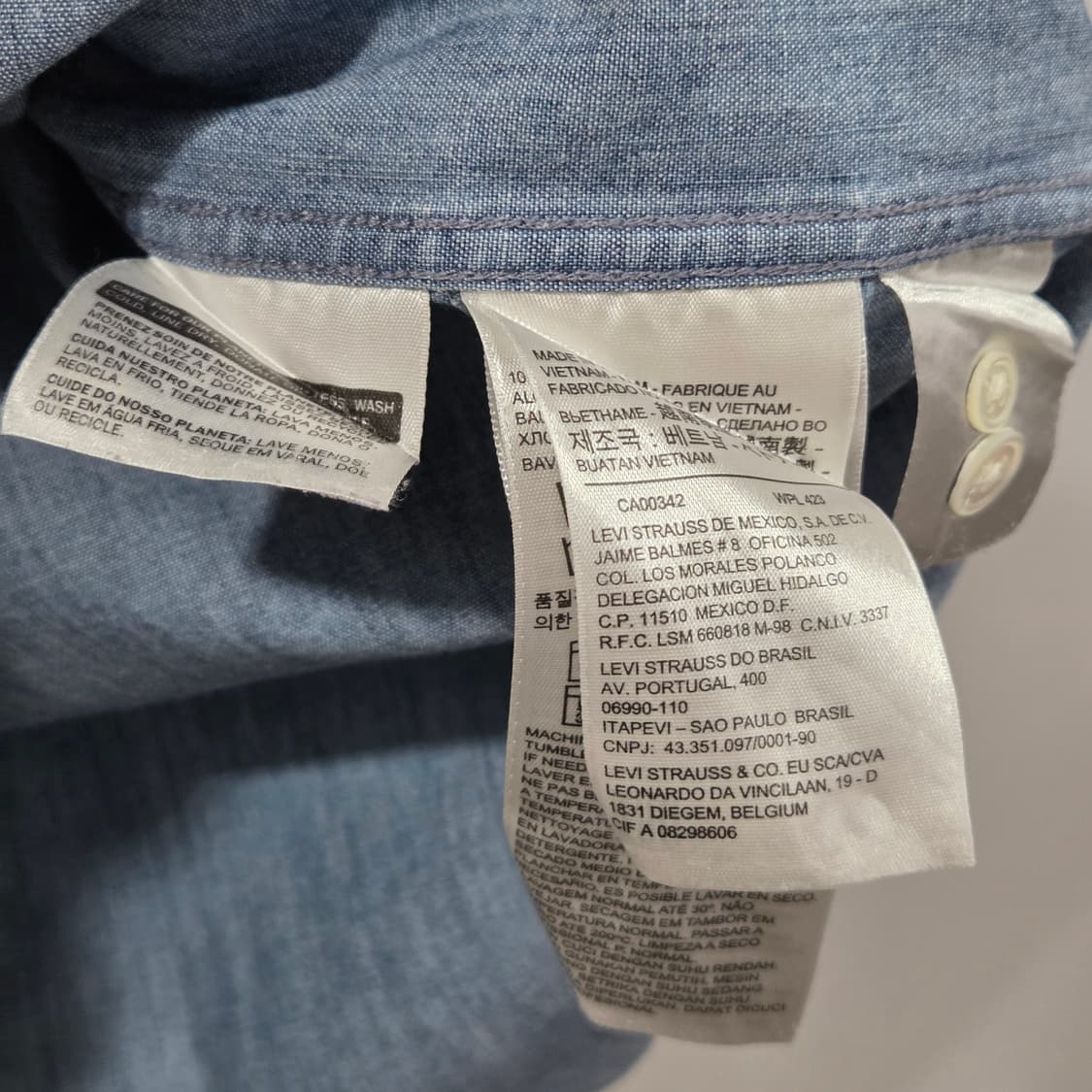 리바이스 화이트탭 샴브레이 반팔셔츠 XL 상품이미지4