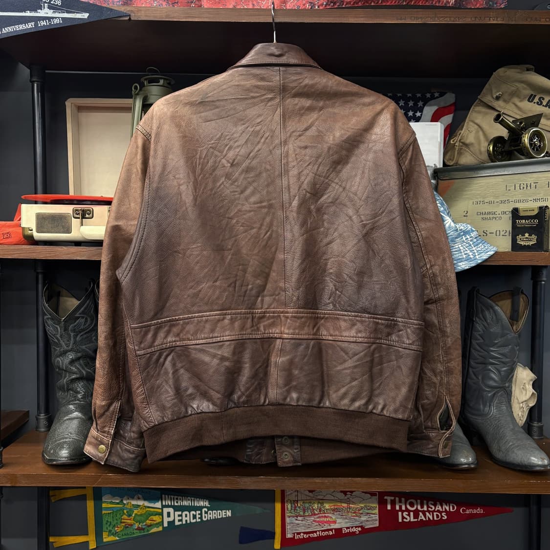 80s 빈티지 G-1  플라이트 자켓 카우하이드 탈부착 퍼카라 N670 상품이미지2