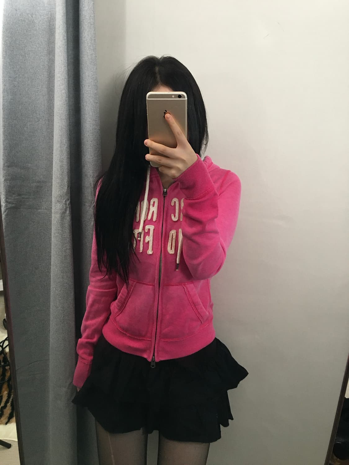 아베크롬비 앤 피치 로고 자수 후드집업 핑크 XS 상품이미지2