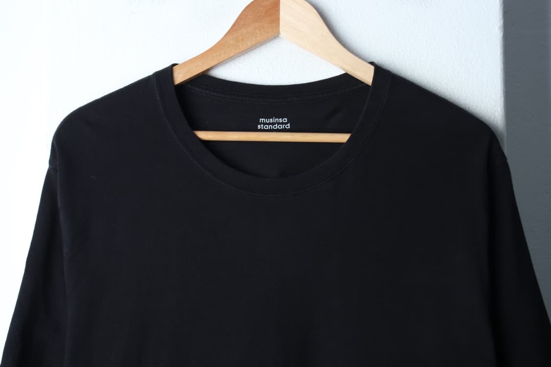 (2XL) 무신사 스탠다드 반팔 티셔츠 빅사이즈 무지 블랙-H33252 상품이미지3