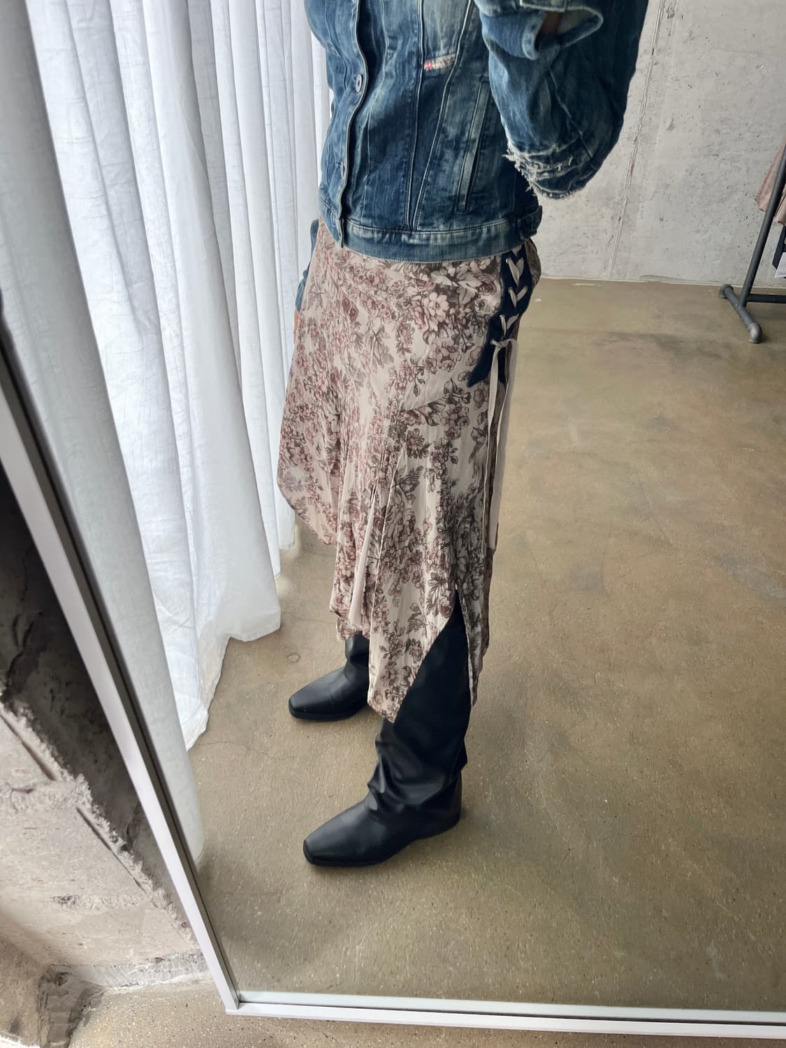 Scot Club 플로럴 아일렛 스커트 핑크 상품이미지5