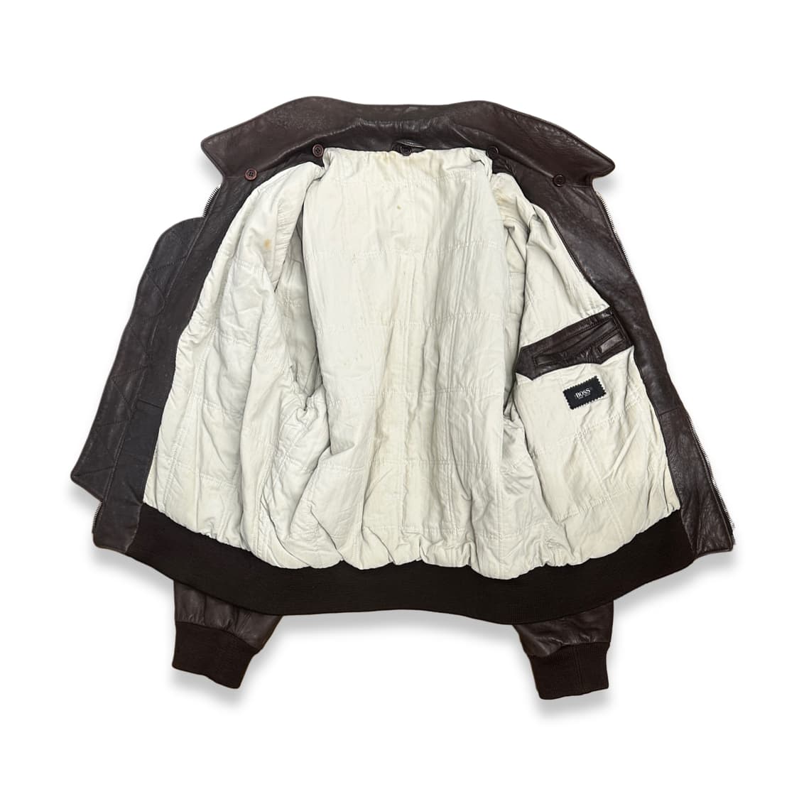 90s HUGO BOSS A-2 레더 자켓 XL 상품이미지3