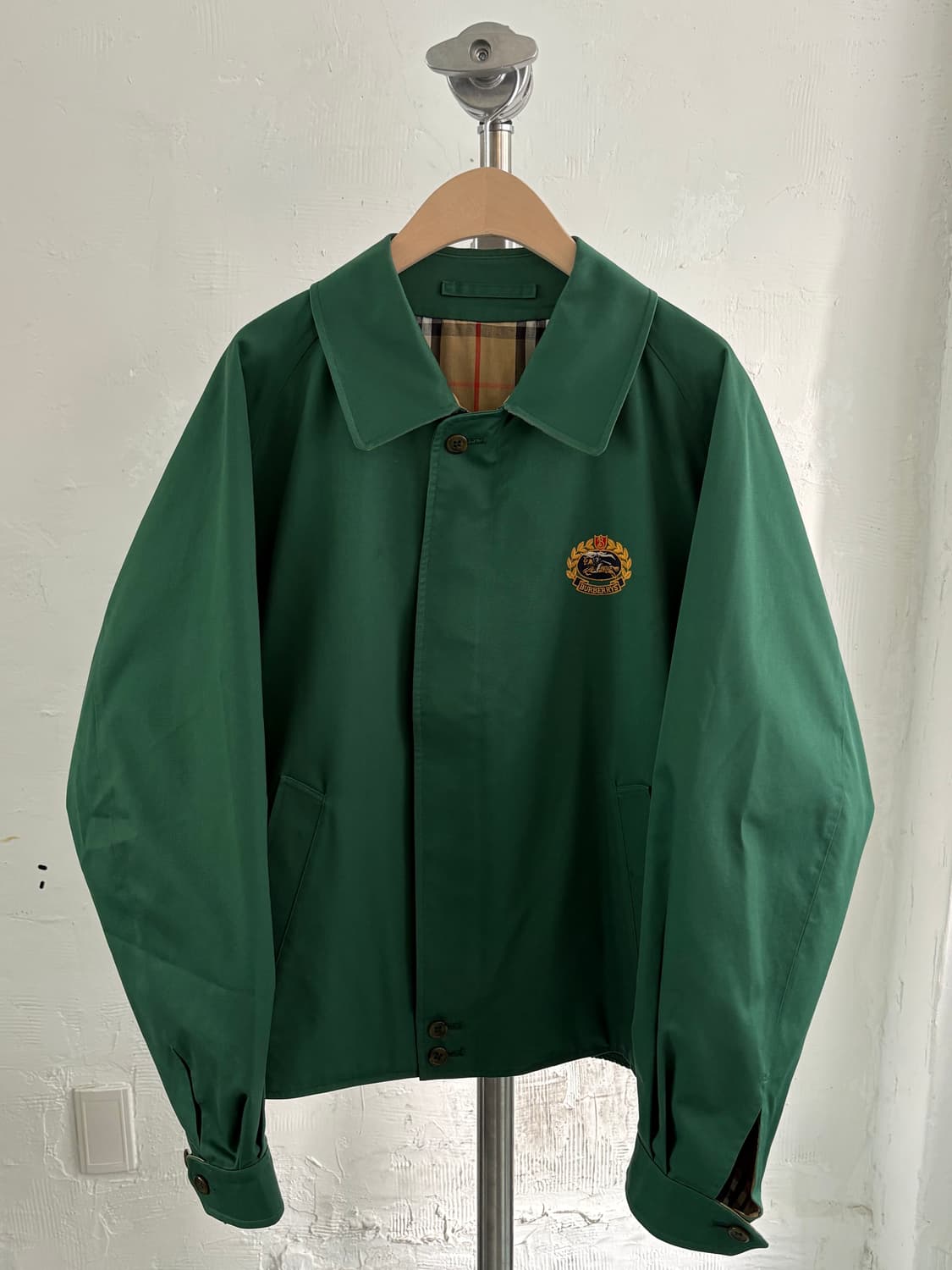 Burberry 버버리 크레스트 로고 노바체크 그린 컬러 코튼 헤링턴 자 상품이미지3