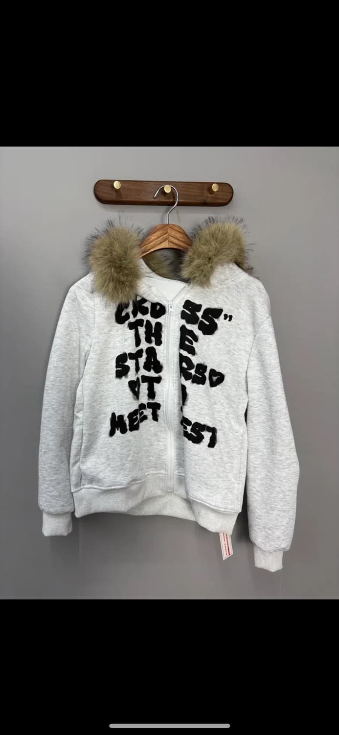 빈티지 레터링 퍼 후드집업 (퍼 탈부착 가능) H1571 상품이미지2