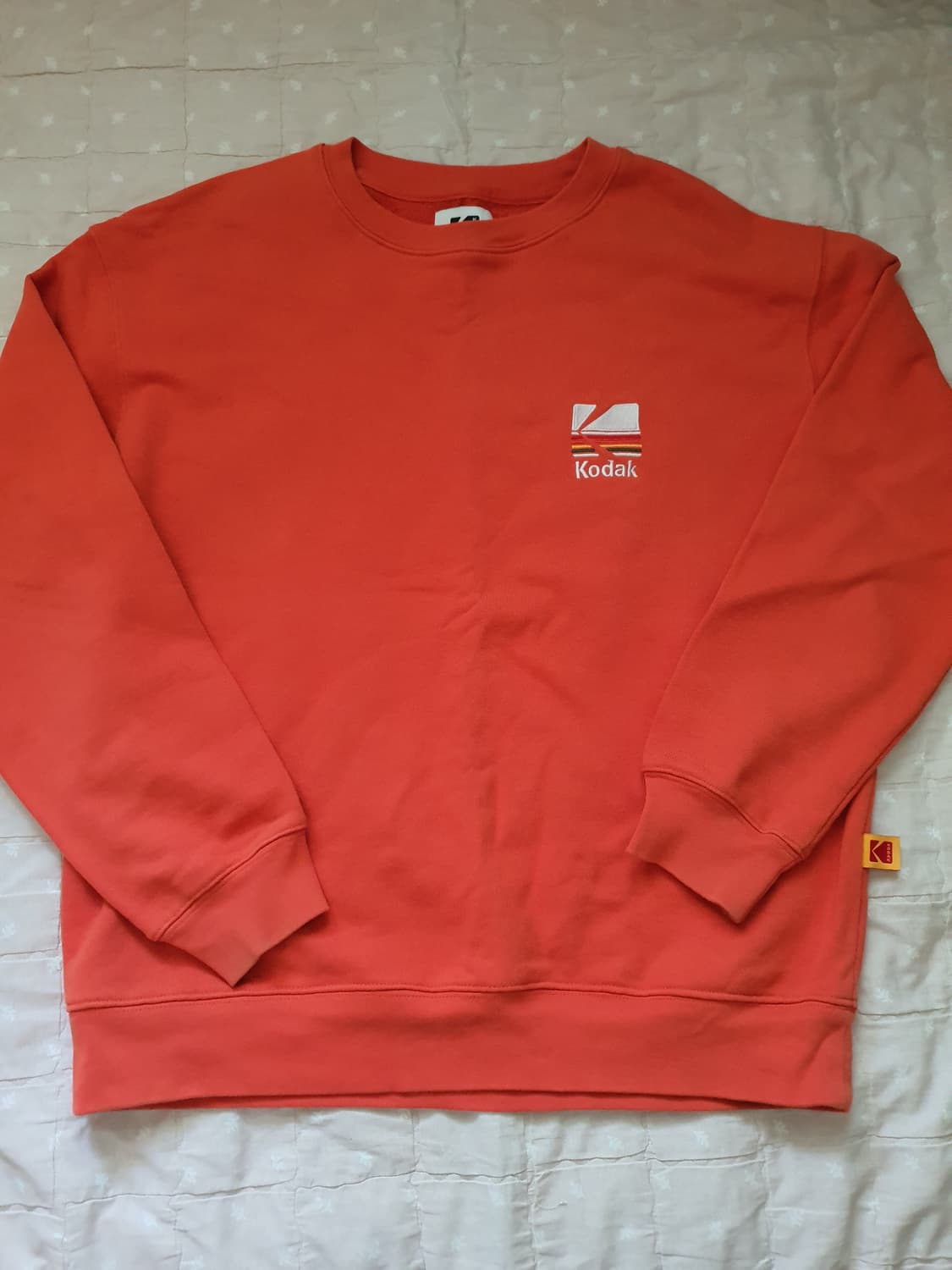 코닥 Kodak 레인보우 자수 로고 맨투맨 스웻셔츠 오렌지 S (새제품) 상품이미지1