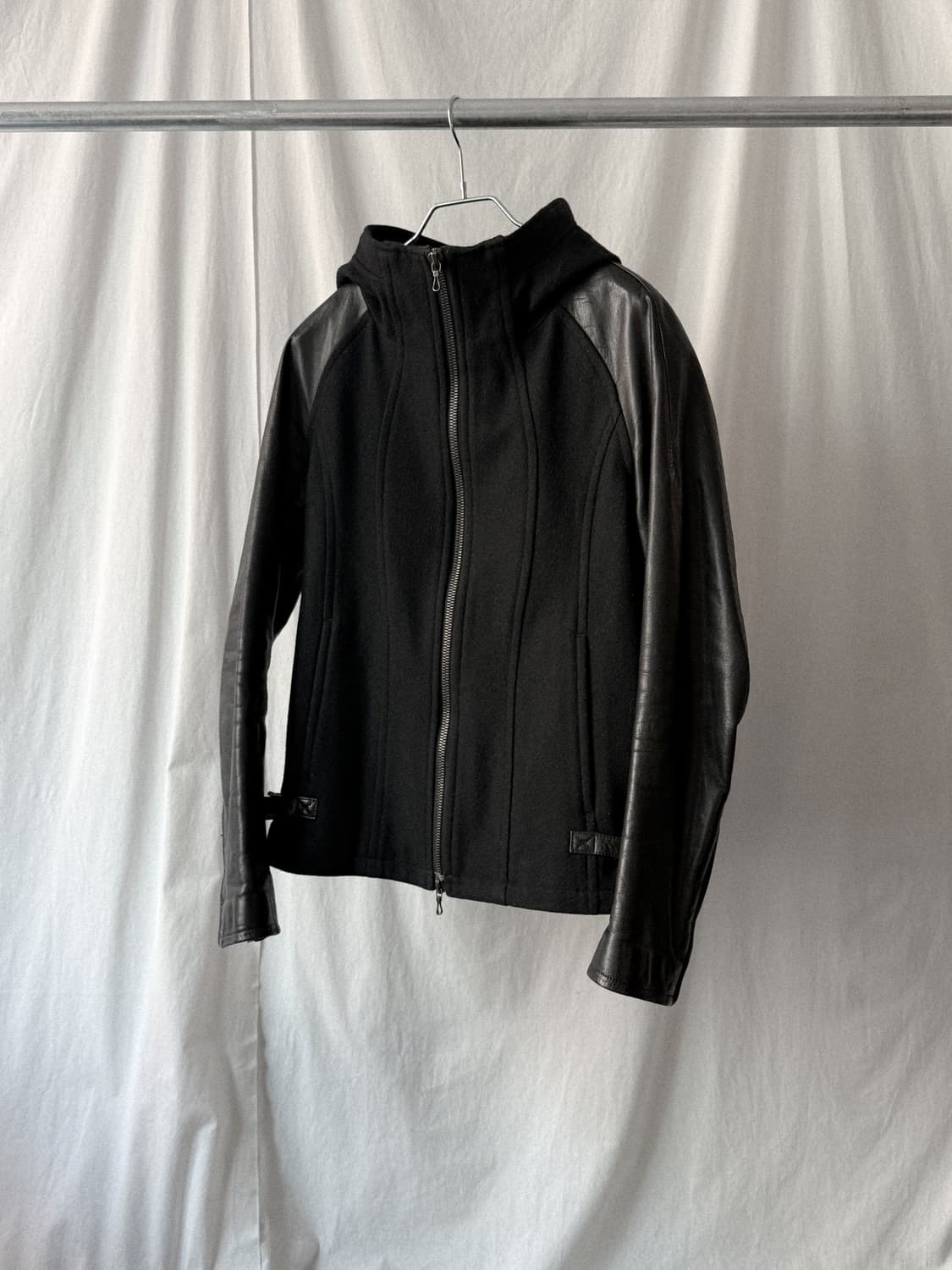 Kazuyuki kumagai attachment 레더 믹스 후드 자켓 상품이미지5