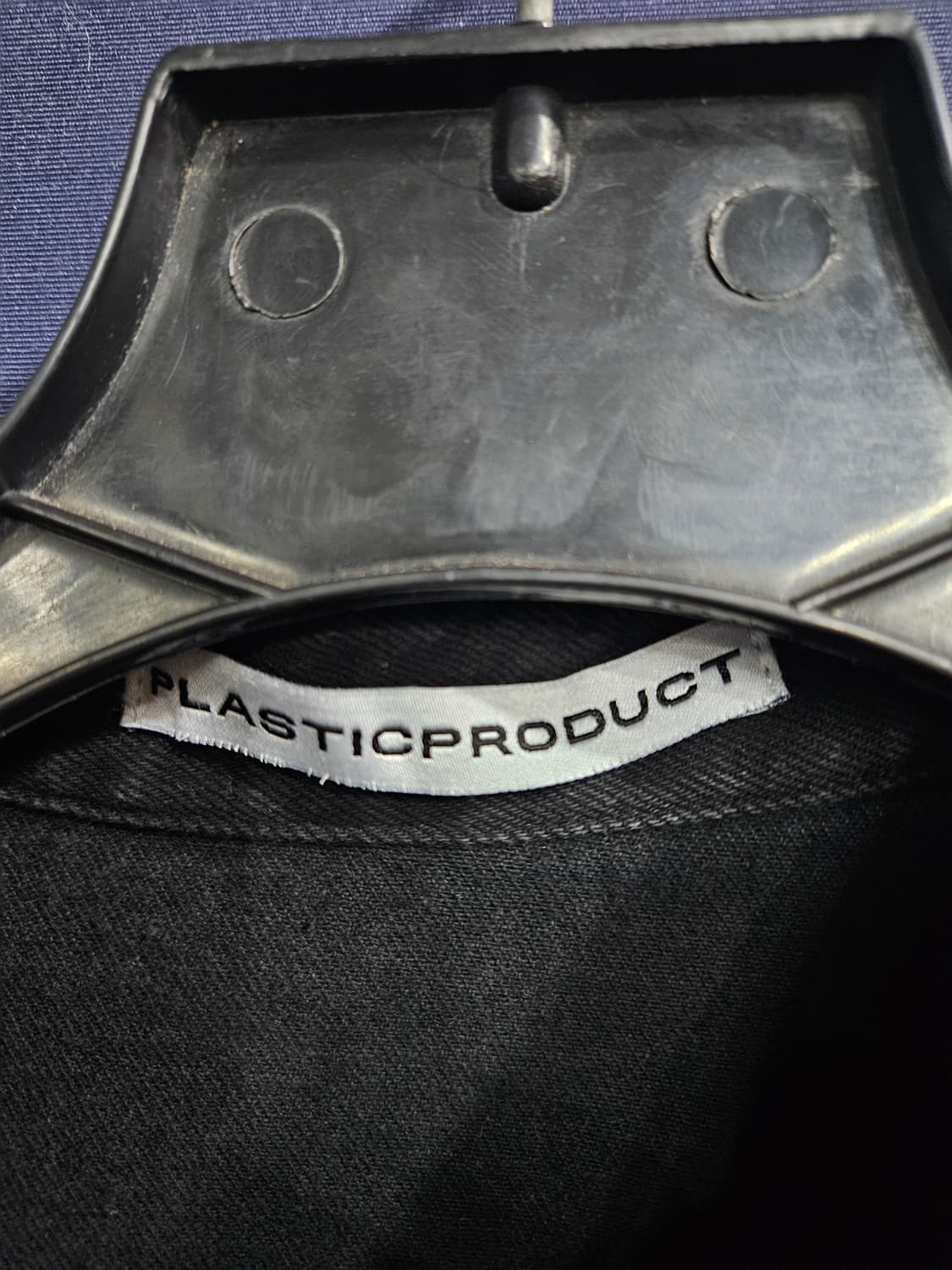 플라스틱 프로덕트 자수 블랙컬러 남성 오버핏 90~95 데님 긴팔셔츠  상품이미지3