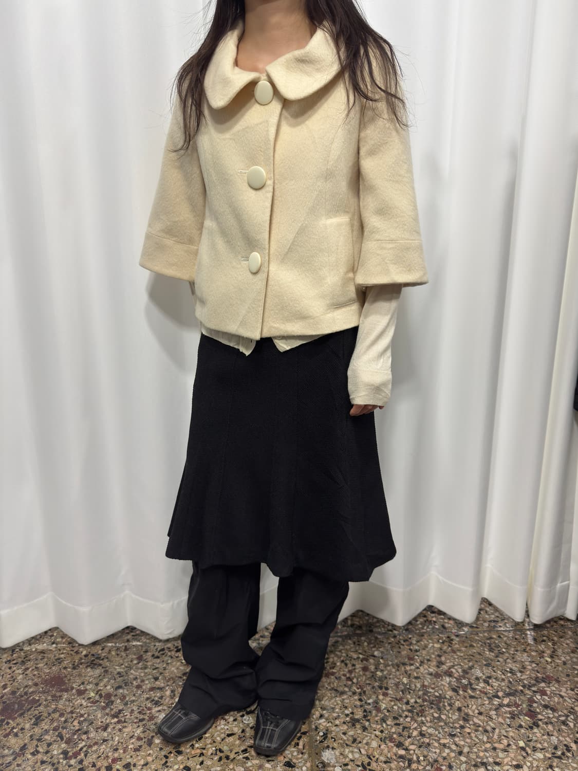 mori ivory button half coat 상품이미지3