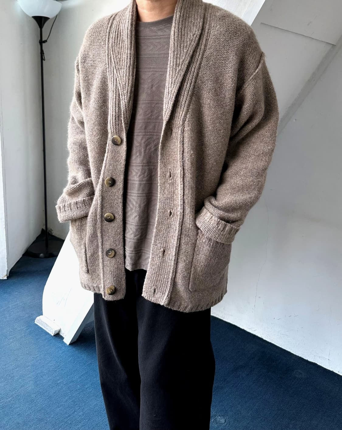 Low gauge pattern heavy knit cardigan 상품이미지8