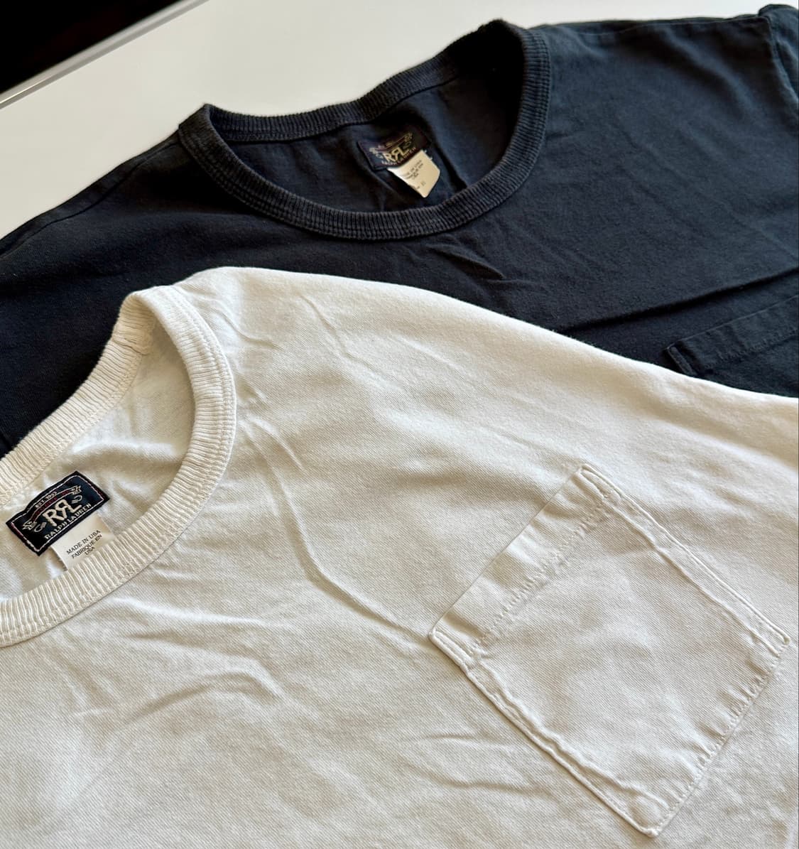 RRL 더블알엘 가먼트 다이 포켓 티셔츠 투팩 XL 화이트 + 블랙 상품이미지1