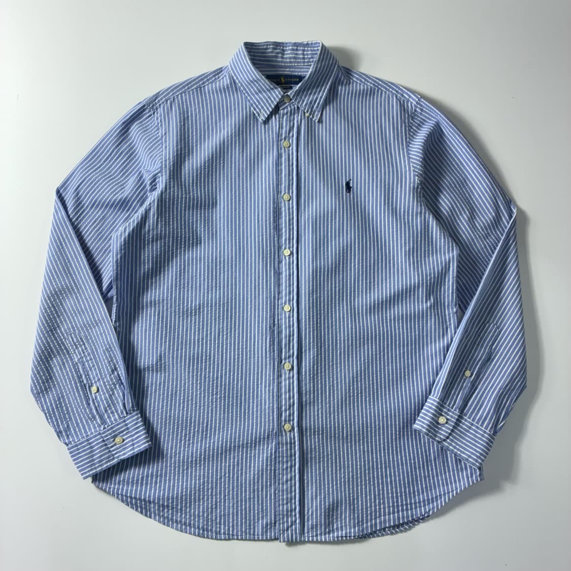 Polo  폴로 랄프로렌 자수 코튼 라이트블루 스트라이프 셔츠 상품이미지1