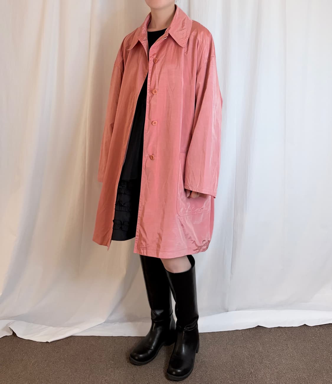Nylon Raglan Midi Coat - Pink 상품이미지3