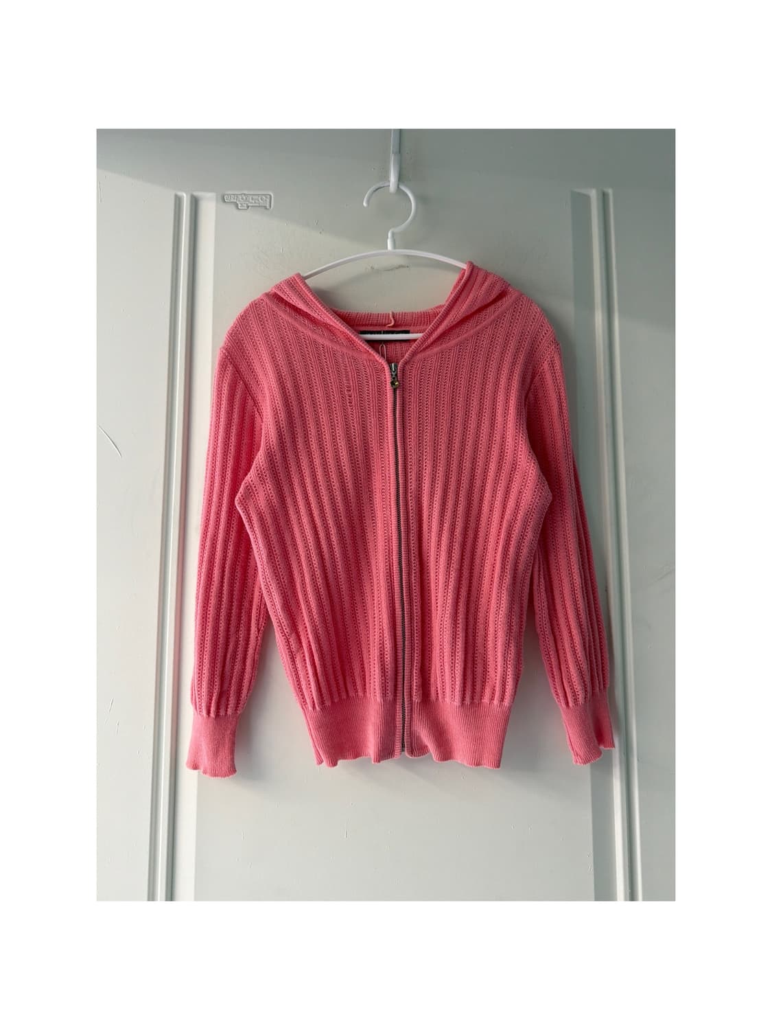 일본빈티지 핑크 크로셰 후드집업 상품이미지1