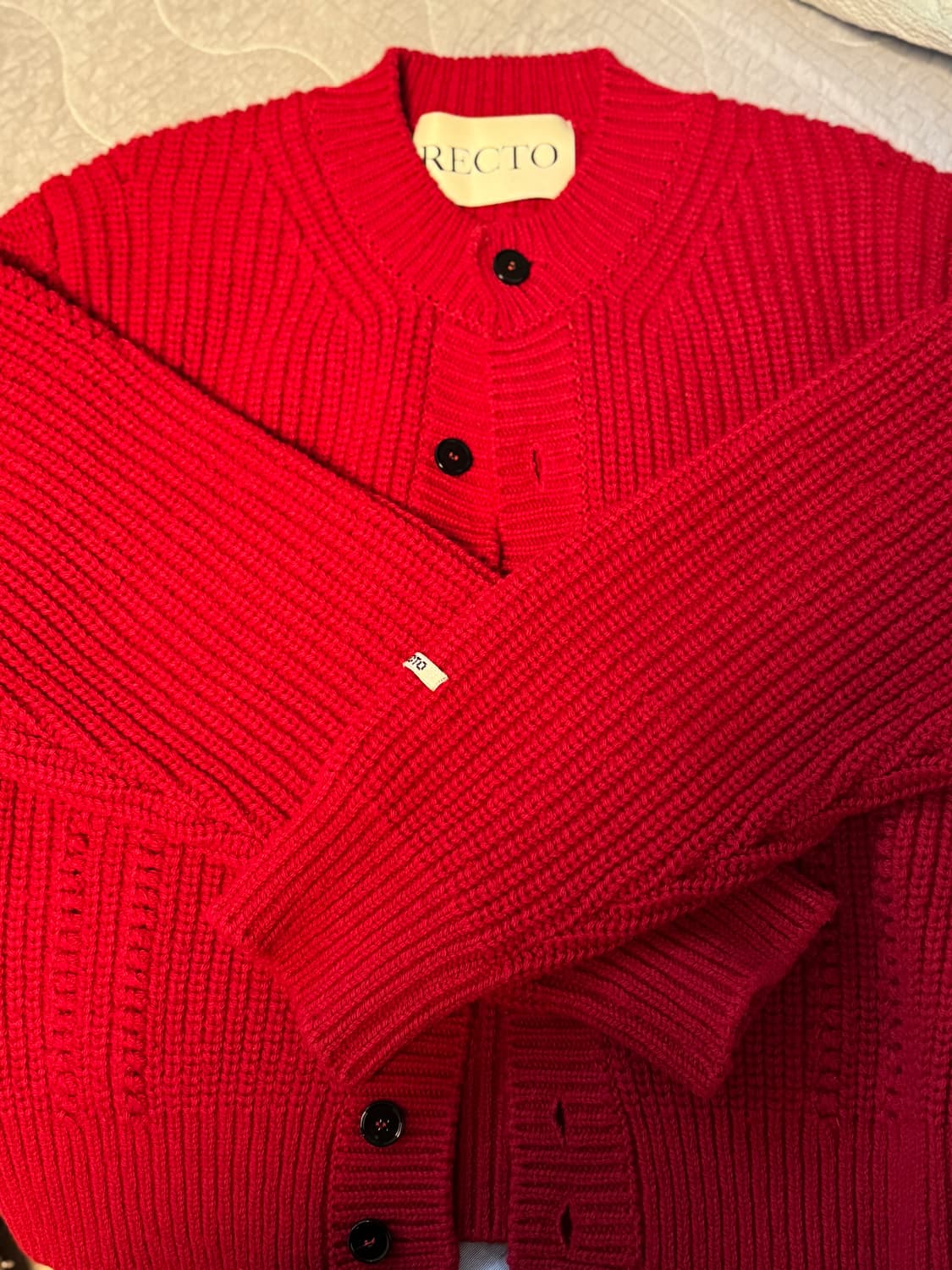 렉토 23fw 청키 울 가디건 red m size 상품이미지2