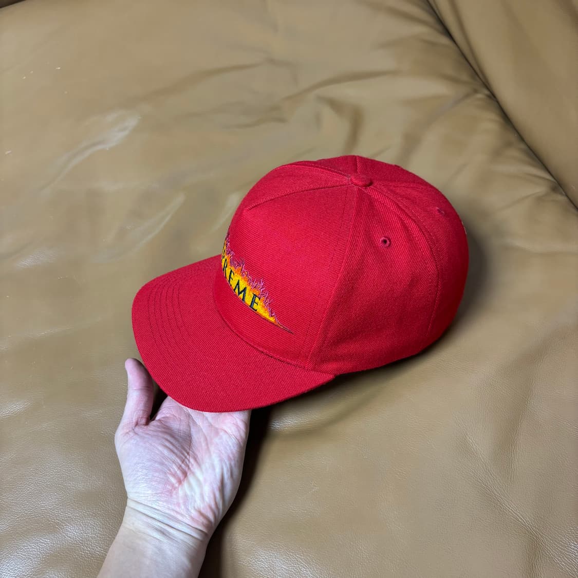 Supreme 슈프림 아마겟돈 플레임 로고 레드 6패널 볼캡 모자 Red 상품이미지4