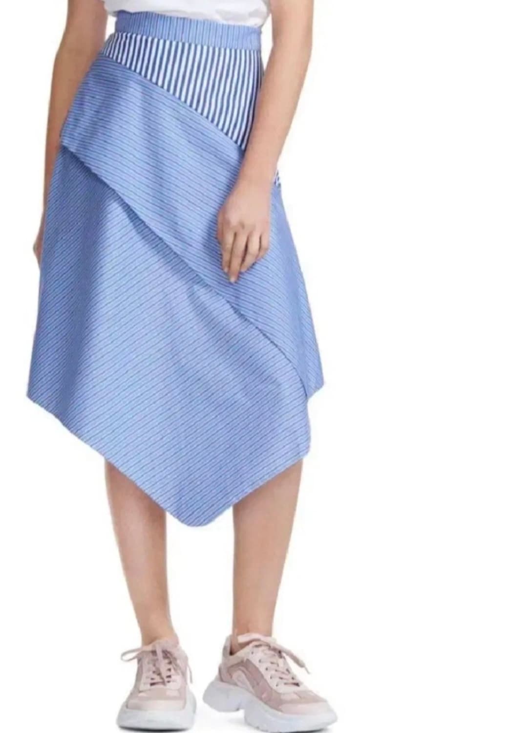 마쥬 미디 비대칭 블루 오버 스트라프 스커트 상품이미지3