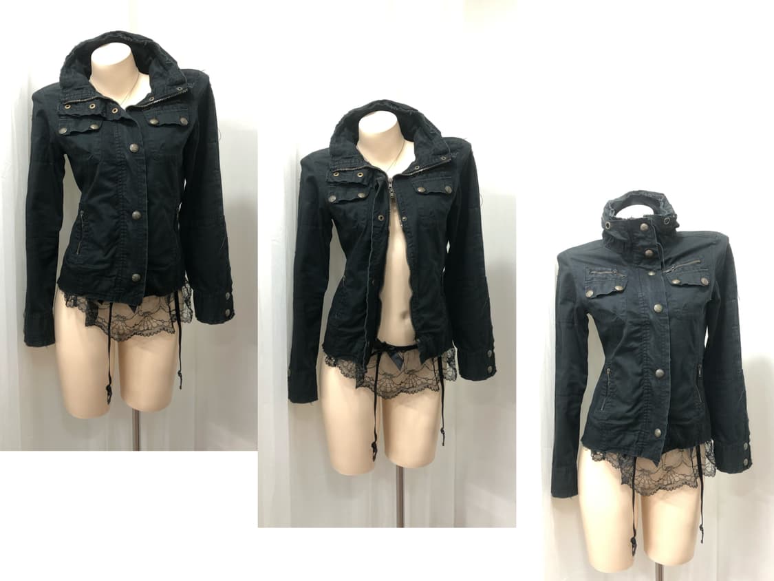 black y2k two way cotton zip up jacket 상품이미지2