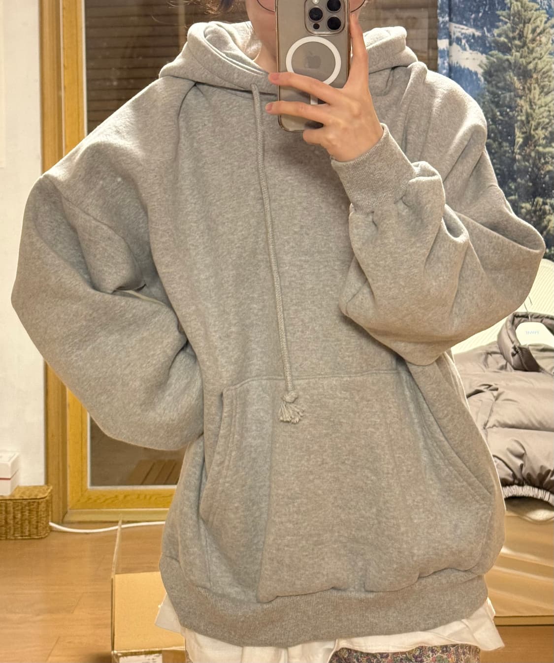 버터핑거 무지 후드티 양기모 후드티 그레이 상품이미지1