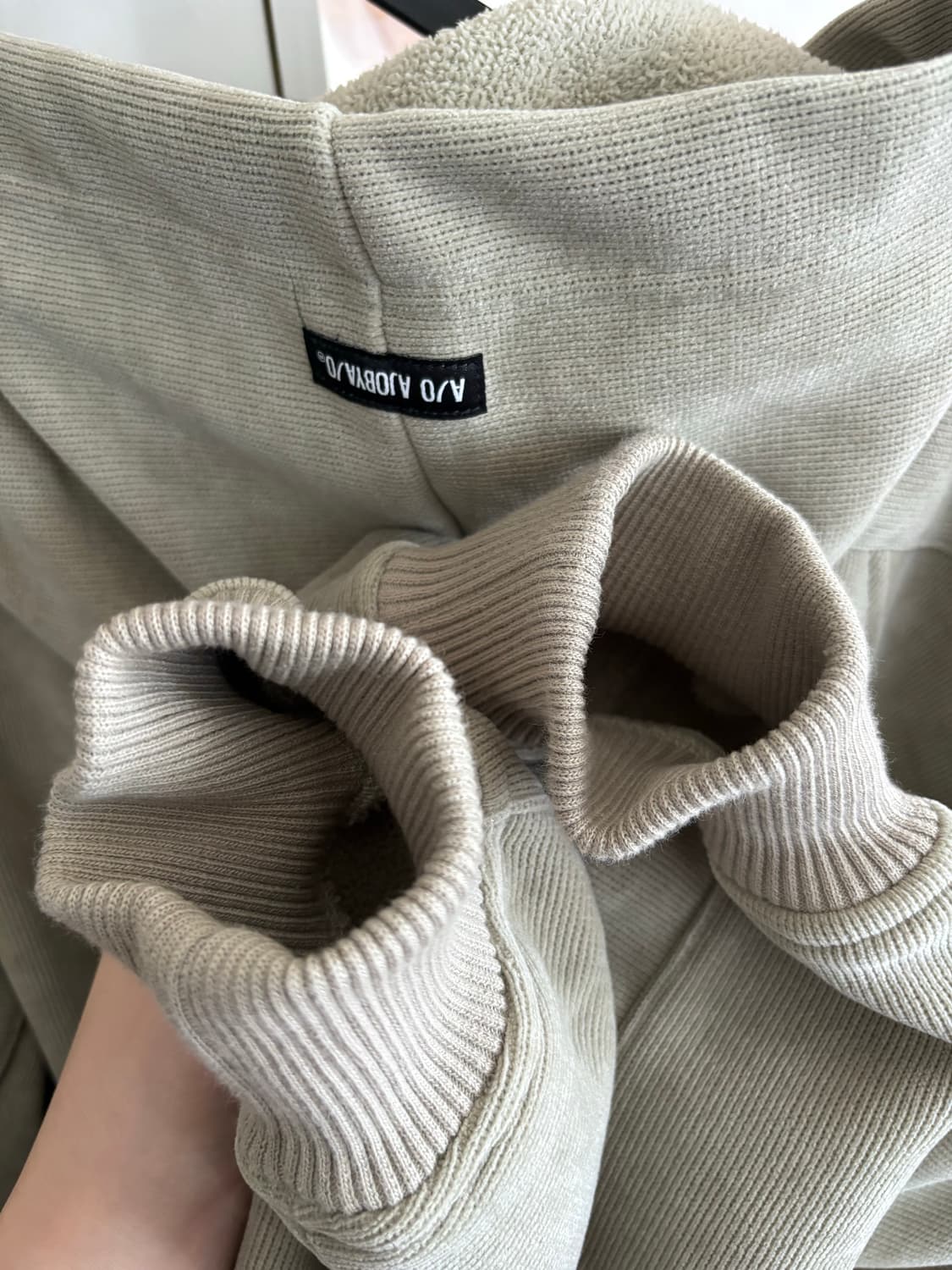 아조바이아조 코듀로이 숏 집업 후드 애쉬카키 L 상품이미지4