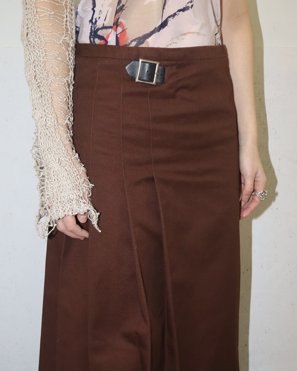 엔지니어드 가먼츠 벨트 디테일 플리츠 랩 스커트 상품이미지4